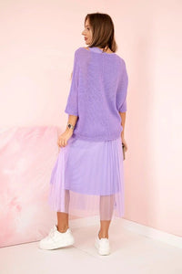 Dress with an openwork sweater 5392 / – Purple цвет / color | Lexline Fashion