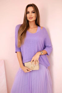 Dress with an openwork sweater 5392 / – Purple цвет / color | Lexline Fashion