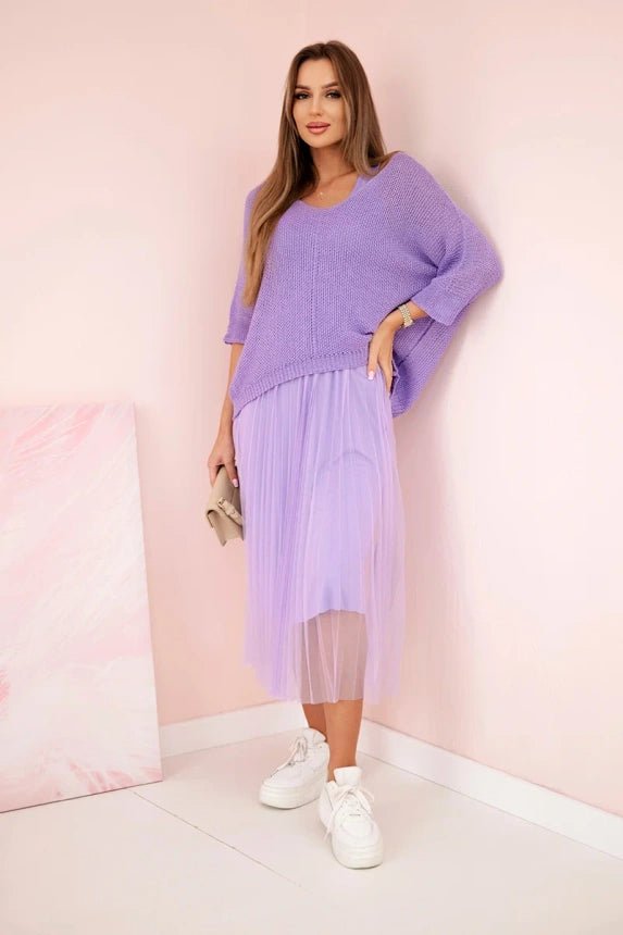 Dress with an openwork sweater 5392 / – Purple цвет / color | Lexline Fashion
