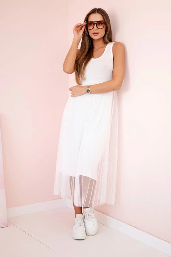 Dress with an openwork sweater 5392 / – White цвет / color | Lexline Fashion