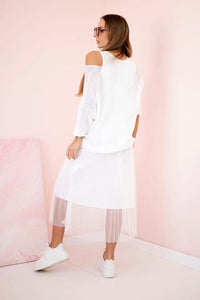 Dress with an openwork sweater 5392 / – White цвет / color | Lexline Fashion