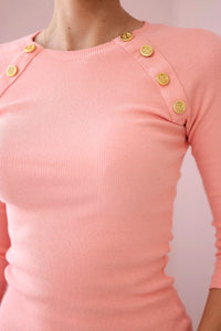 Dress with decorative buttons 5198 / – Apricot цвет / color | Lexline Fashion