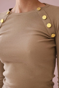 Dress with decorative buttons 5198 / – Camel цвет / color | Lexline Fashion