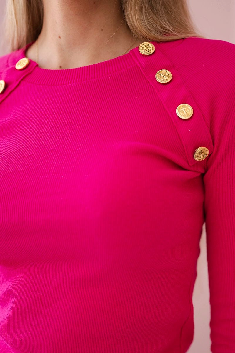 Dress with decorative buttons 5198 / – Fuchsia цвет / color | Lexline Fashion