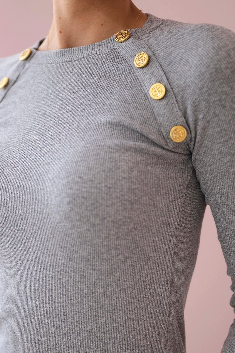 Dress with decorative buttons 5198 / – Gray цвет / color | Lexline Fashion