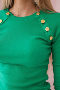 Dress with decorative buttons 5198 / – Green || Light цвет / color | Lexline Fashion