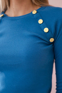 Dress with decorative buttons 5198 / – Jeans цвет / color | Lexline Fashion