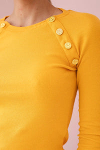 Dress with decorative buttons 5198 / – Mustard цвет / color | Lexline Fashion