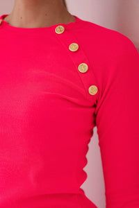 Dress with decorative buttons 5198 / – Neon pink цвет / color | Lexline Fashion
