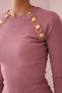 Dress with decorative buttons 5198 / – Pink || Dark цвет / color | Lexline Fashion