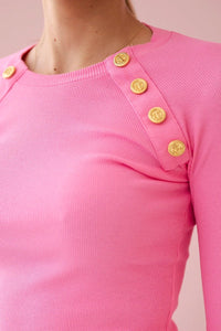 Dress with decorative buttons 5198 / – Pink || Light цвет / color | Lexline Fashion