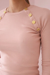 Dress with decorative buttons 5198 / – Powder || Dark цвет / color | Lexline Fashion