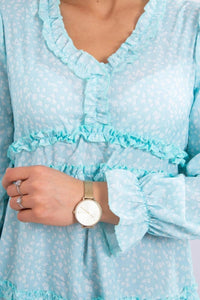 Dress with decorative frills 9250 / – Mint цвет / color | Lexline Fashion