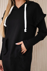 Dress with decorative frills and a hood 9322 / – Black цвет / color | Lexline Fashion