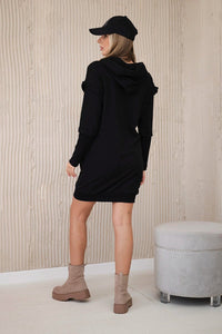 Dress with decorative frills and a hood 9322 / – Black цвет / color | Lexline Fashion