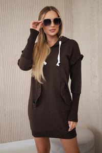 Dress with decorative frills and a hood 9322 / – Brown цвет / color | Lexline Fashion