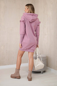 Dress with decorative frills and a hood 9322 / – Dark || pink цвет / color | Lexline Fashion