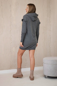 Dress with decorative frills and a hood 9322 / – Graphite цвет / color | Lexline Fashion