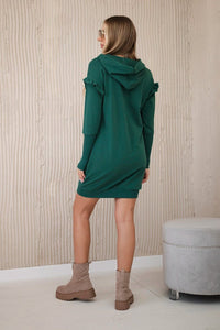 Dress with decorative frills and a hood 9322 / – Green цвет / color | Lexline Fashion