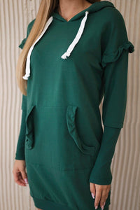 Dress with decorative frills and a hood 9322 / – Green цвет / color | Lexline Fashion