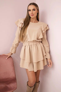 Dress with flounces 66047 / – Beige цвет / color | Lexline Fashion