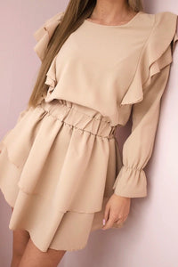 Dress with flounces 66047 / – Beige цвет / color | Lexline Fashion