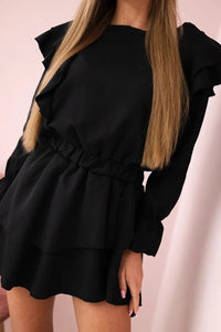 Dress with flounces 66047 / – Black цвет / color | Lexline Fashion