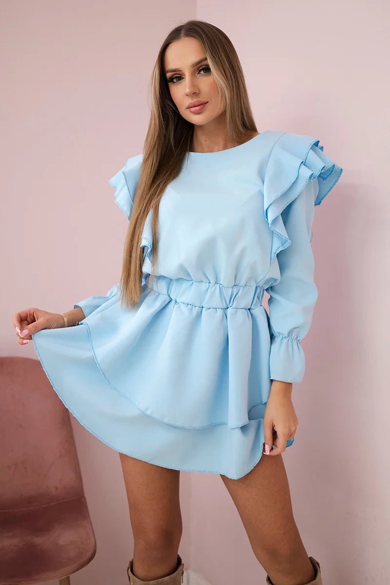 Dress with flounces 66047 / – Blue цвет / color | Lexline Fashion
