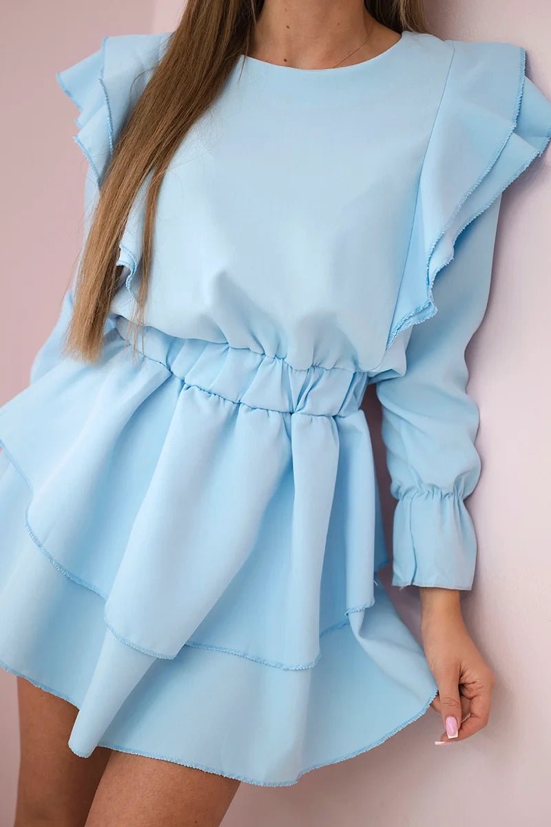 Dress with flounces 66047 / – Blue цвет / color | Lexline Fashion