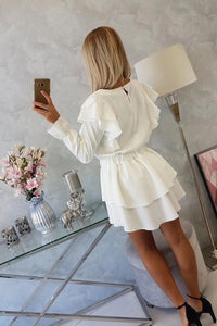 Dress with flounces 66047 / – Ecru цвет / color | Lexline Fashion