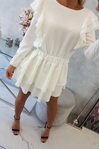 Dress with flounces 66047 / – Ecru цвет / color | Lexline Fashion