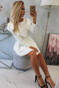 Dress with flounces 66047 / – Ecru цвет / color | Lexline Fashion