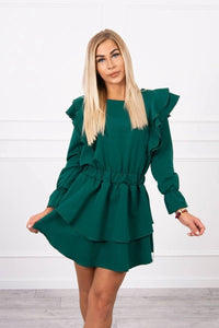 Dress with flounces 66047 / – Green || Dark цвет / color | Lexline Fashion