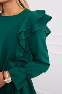 Dress with flounces 66047 / – Green || Dark цвет / color | Lexline Fashion