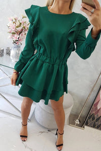 Dress with flounces 66047 / – Green || Dark цвет / color | Lexline Fashion