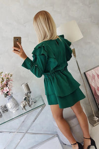 Dress with flounces 66047 / – Green || Dark цвет / color | Lexline Fashion
