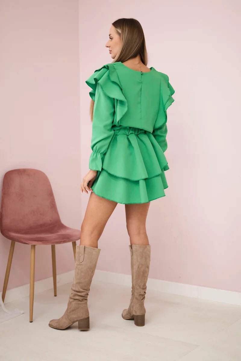 Dress with flounces 66047 / – Green || Light цвет / color | Lexline Fashion