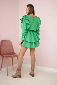 Dress with flounces 66047 / – Green || Light цвет / color | Lexline Fashion