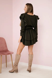 Dress with flounces 66047 / – Khaki цвет / color | Lexline Fashion