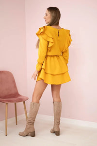 Dress with flounces 66047 / – Mustard цвет / color | Lexline Fashion