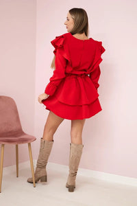 Dress with flounces 66047 / – Red цвет / color | Lexline Fashion