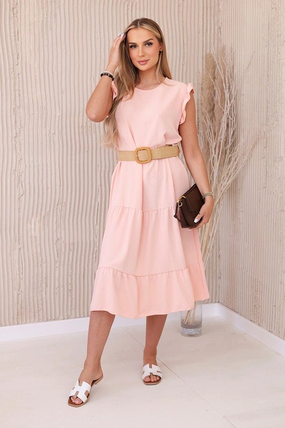 Dress with frills 5997 / – Apricot цвет / color | Lexline Fashion