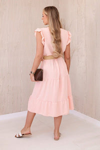 Dress with frills 5997 / – Apricot цвет / color | Lexline Fashion