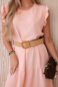 Dress with frills 5997 / – Apricot цвет / color | Lexline Fashion