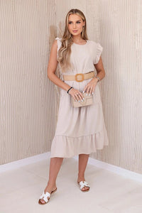 Dress with frills 5997 / – Beige цвет / color | Lexline Fashion