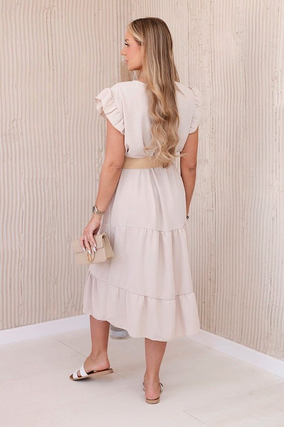 Dress with frills 5997 / – Beige цвет / color | Lexline Fashion