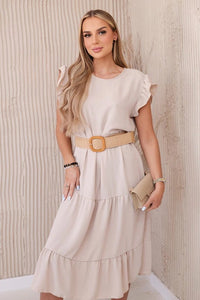 Dress with frills 5997 / – Beige цвет / color | Lexline Fashion
