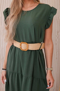 Dress with frills 5997 / – Khaki цвет / color | Lexline Fashion