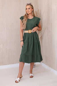 Dress with frills 5997 / – Khaki цвет / color | Lexline Fashion