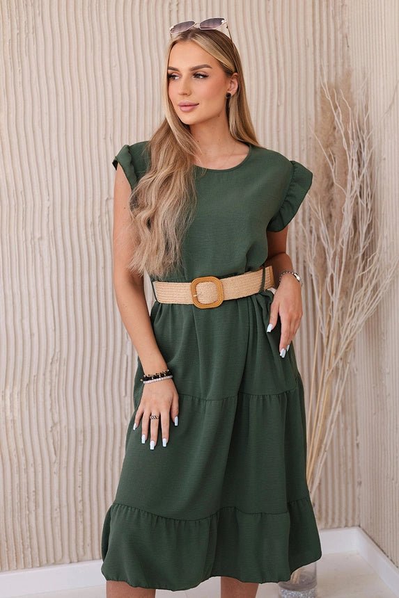 Dress with frills 5997 / – Khaki цвет / color | Lexline Fashion
